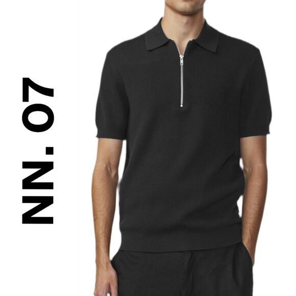 🆕 NN.07 Hansie 6600 Half Zip Ribbed Polo Men's Large 100% Organic Cotton NEW - Picture 1 of 14